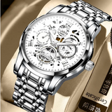 Men Watch Waterproof Stainless Steel Business Fashion Watch For Men Analog Multifunction Chronograph